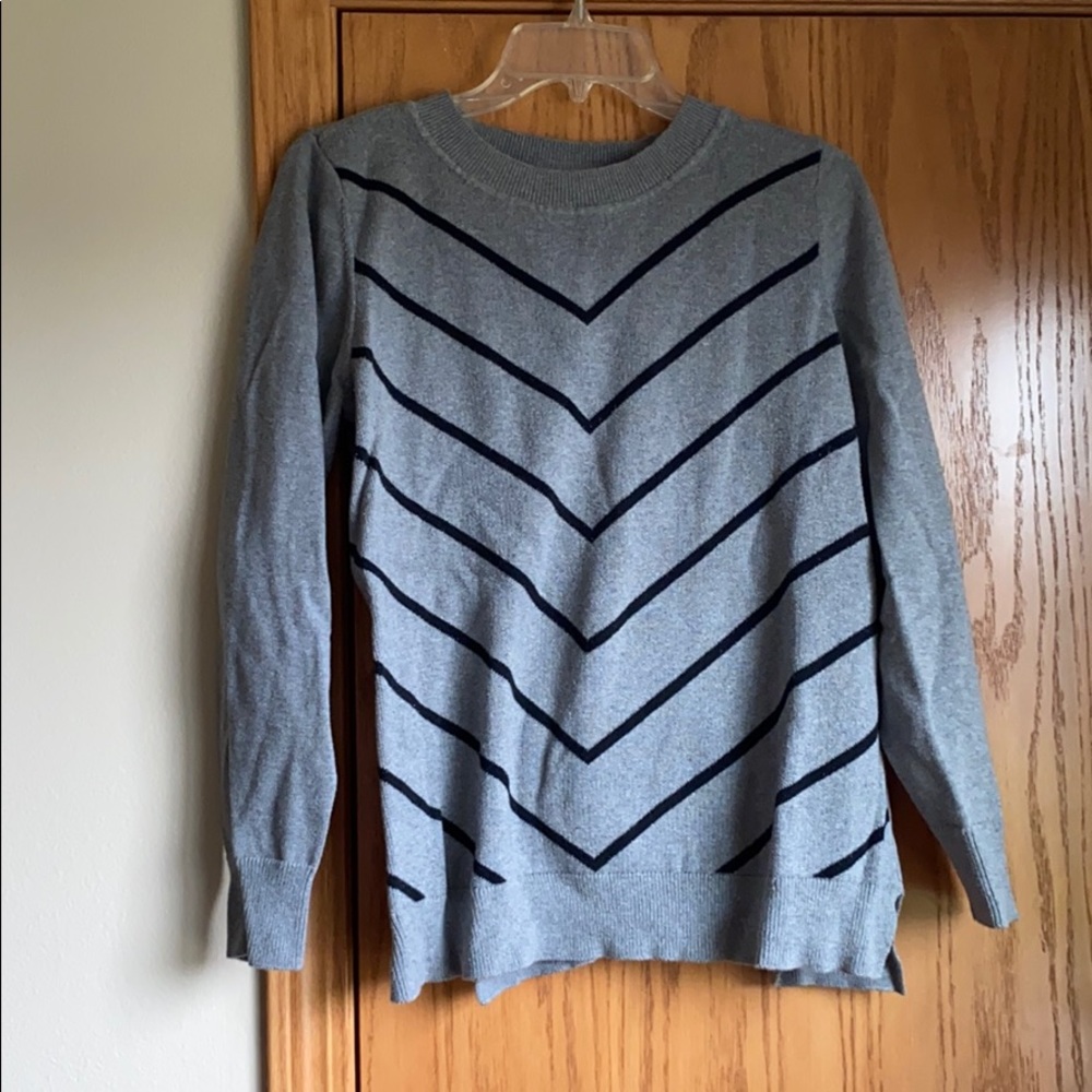 gray black angular striped sweater